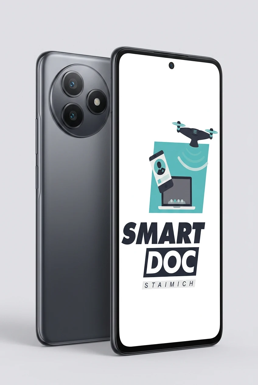 Xiaomi 11T mit SmartDoc-Staimich-Logo auf dem Display, dahinter ein zweites Xiaomi 11T von hinten
