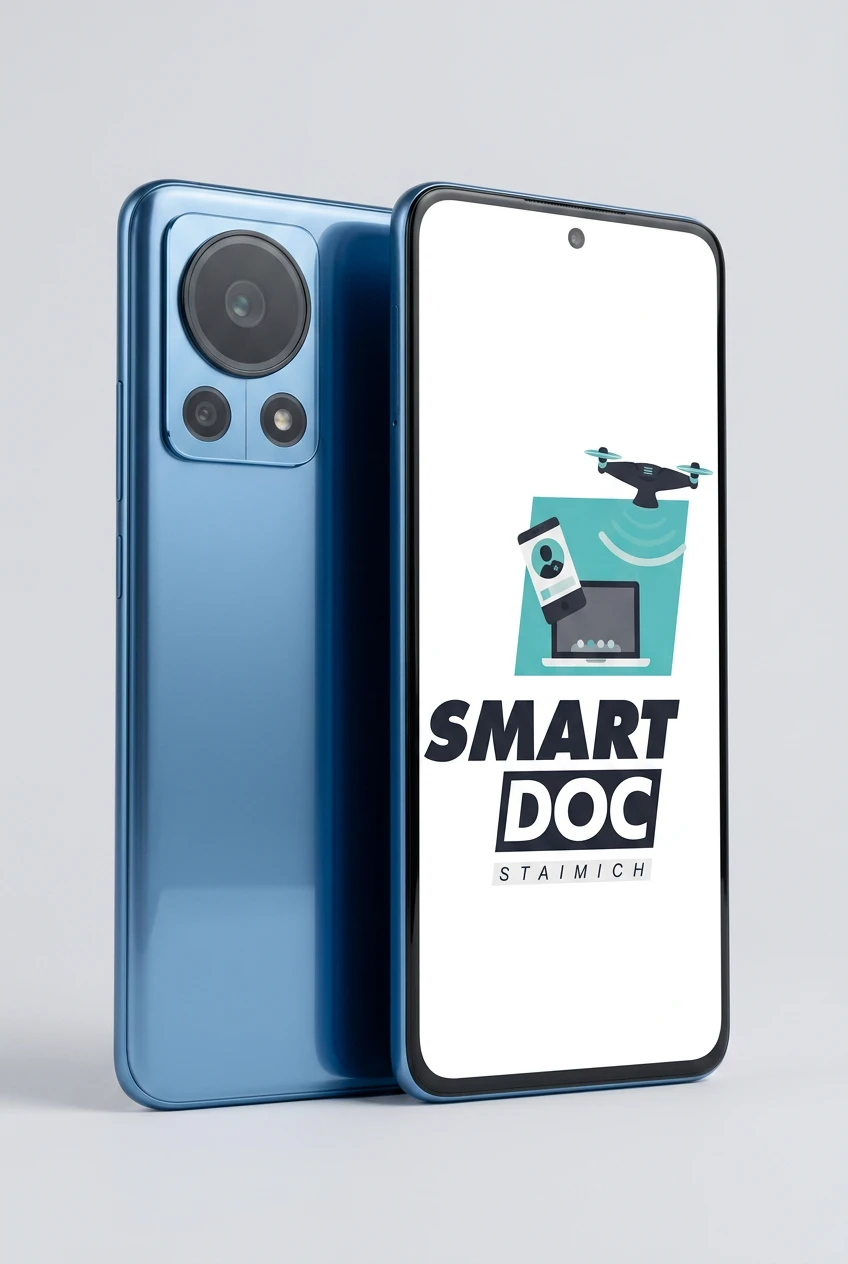 Xiaomi 12T Pro mit SmartDoc-Staimich-Logo auf dem Display, dahinter ein zweites Xiaomi 12T Pro von hinten