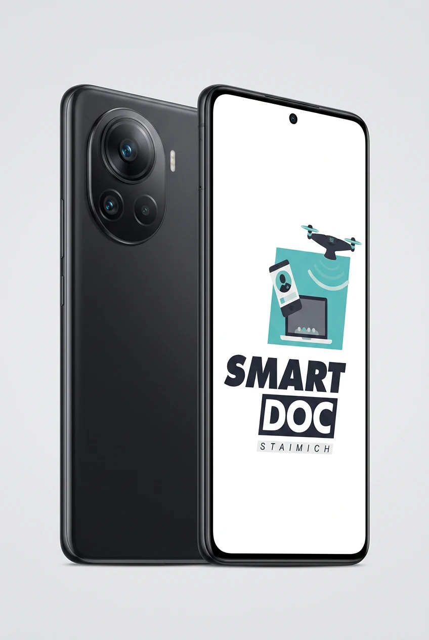 Xiaomi 12T mit SmartDoc-Staimich-Logo auf dem Display, dahinter ein zweites Xiaomi 12T von hinten