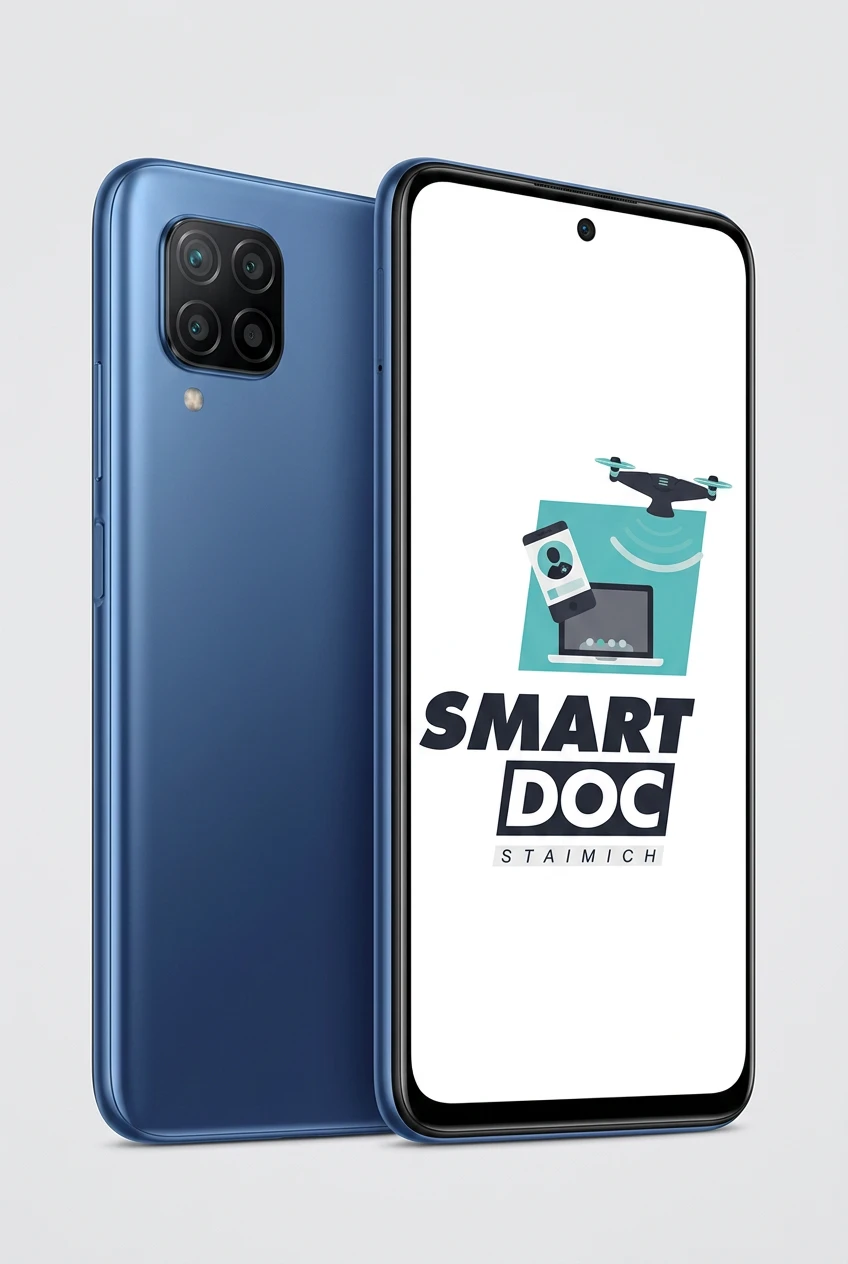 Xiaomi Mi 10T Lite mit SmartDoc-Staimich-Logo auf dem Display, dahinter ein zweites Xiaomi Mi 10T Lite von hinten