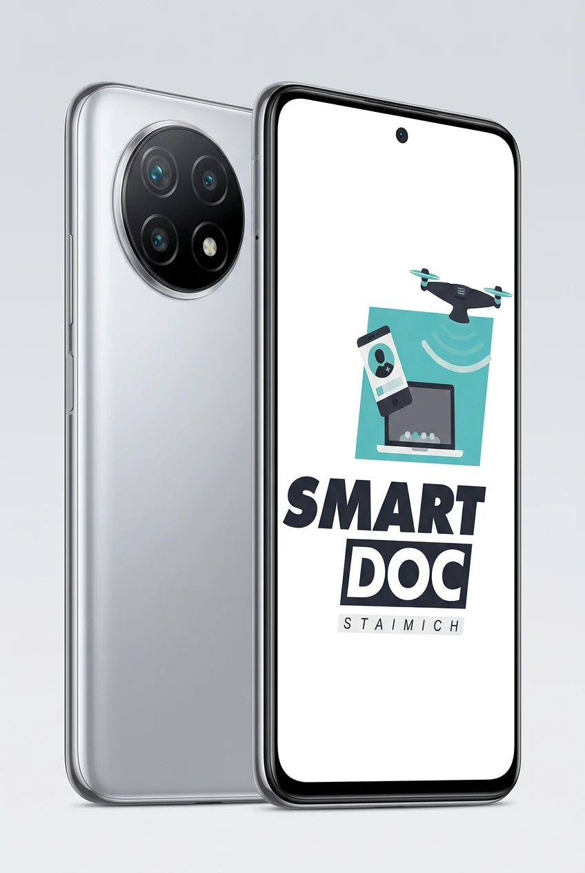 Xiaomi Mi 10T Pro mit SmartDoc-Staimich-Logo auf dem Display, dahinter ein zweites Xiaomi Mi 10T Pro von hinten