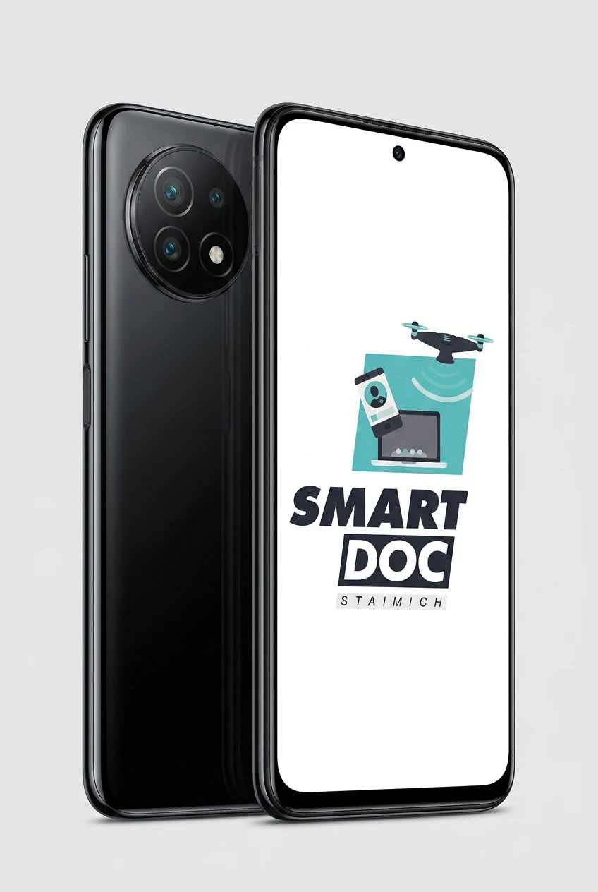 Xiaomi Mi 10T mit SmartDoc-Staimich-Logo auf dem Display, dahinter ein zweites Xiaomi Mi 10T von hinten