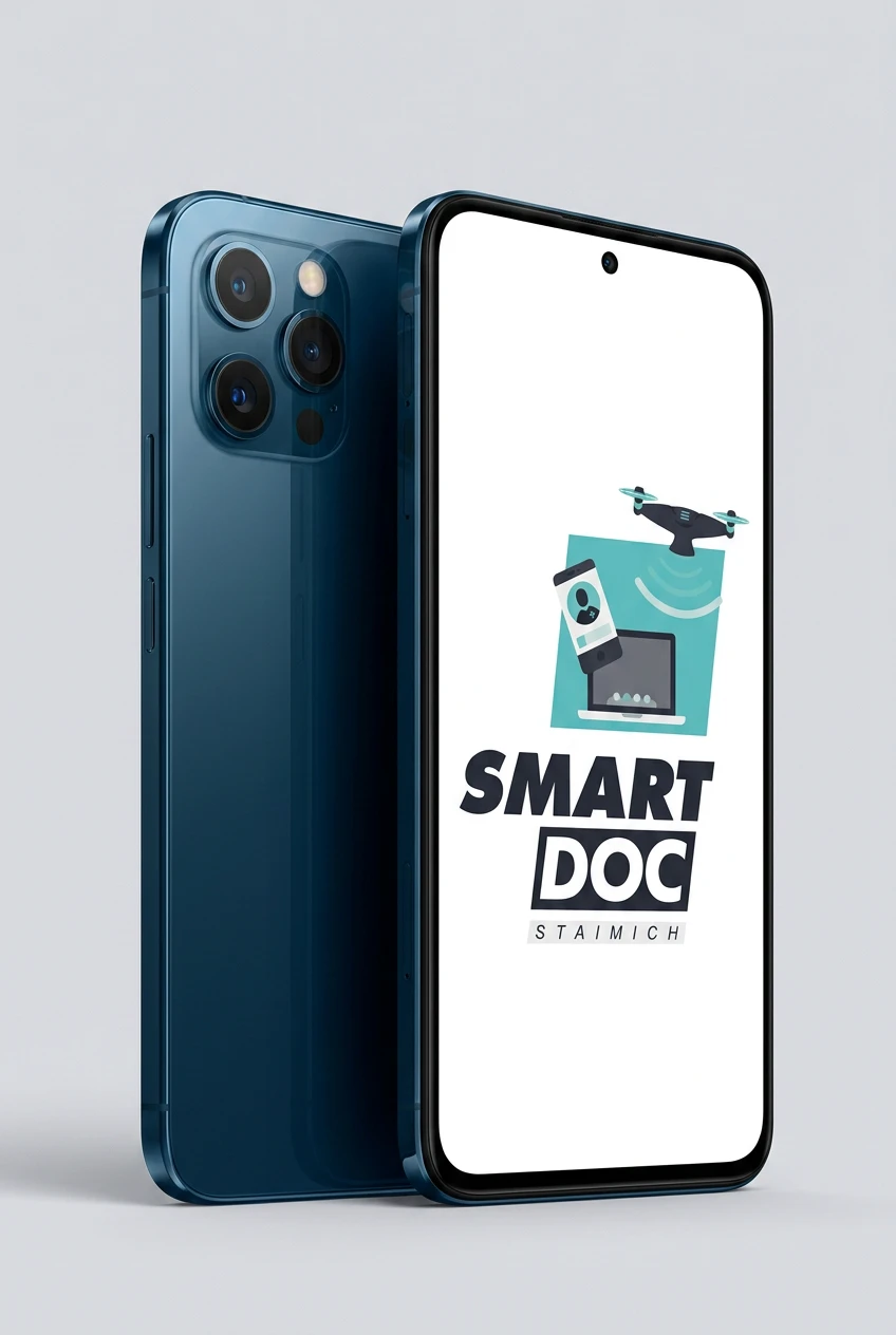 POCO F3 5G mit SmartDoc-Staimich-Logo auf dem Display, dahinter ein zweites POCO F3 5G von hinten